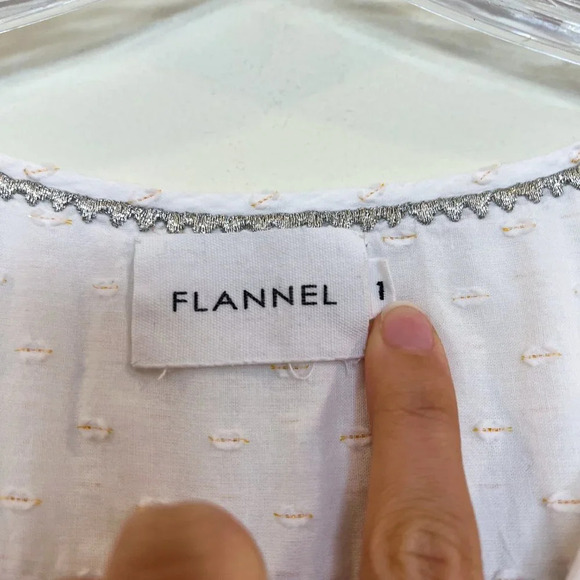 FLANNEL White Cotton Ruffled Tassle Tie Bohemian Cottagecore Designer Mini Dress - Picture 7 of 9